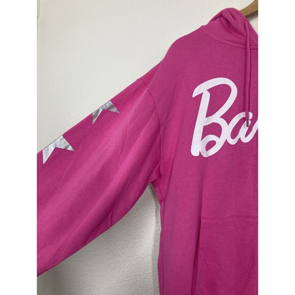 Barbie Hoodie Womens Large Zip Up Star Graphic Sweatshirt Hooded Jacket NWT pink - Picture 5 of 16